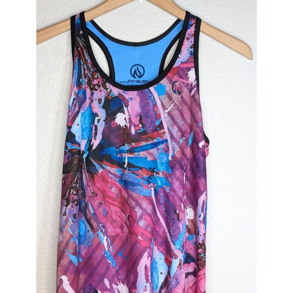INKnBURN Womens Watercolor Sports Dress Size S Activewear Racerback Multicolor - Picture 4 of 6